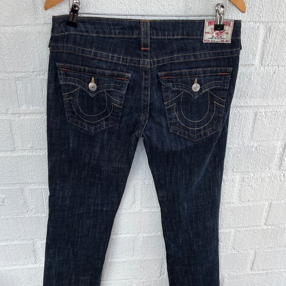 True Religion Billy Dark Wash Horseshoe Low Rise Y2K Women's Blue Jeans sz 30